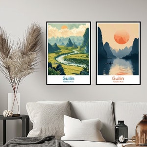 Guilin and Lijiang River National Park Poster Travel Print Guilin Park Wall Home Decor Canvas Travel China Gift Room Decoration
