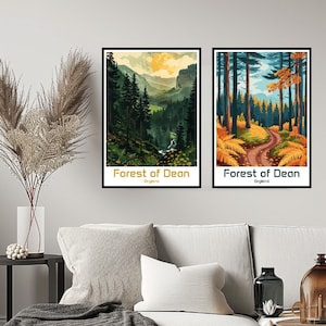 Forest of Dean England Poster Reise Wanddruck Forest of Dean Poster Wand Kunst Wohnkultur Leinwand Retro Gloucestershire Reise Illustration