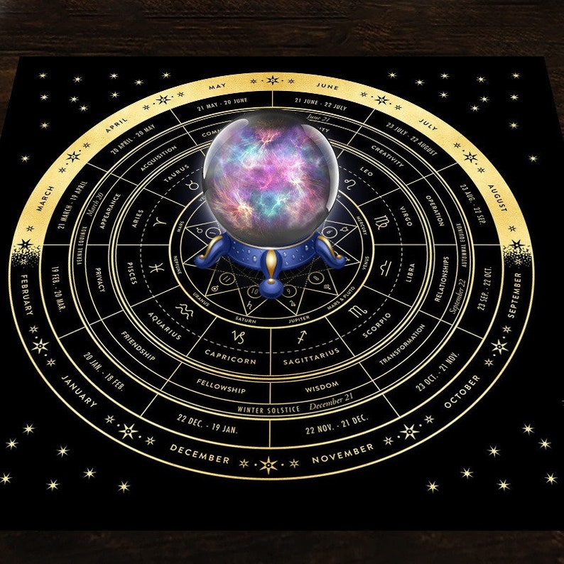 Tissu de tarot avec lune, soleil et étoiles. Nappe d'autel du jeu de tarots célestes pour lectures de tarots et de cartes Oracle. Tissu velours doux païen wicca - France