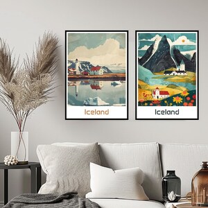 Iceland Poster Travel Print Wall Nordic Island Iceland Poster Wall Art Home Decor Canvas Travel Iceland Gift Illustration