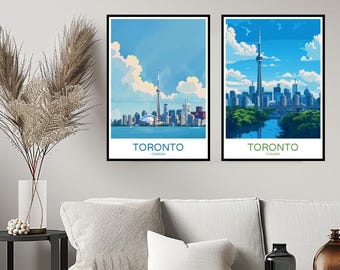 Toronto Skyline Canada Poster Reizen Print Toronto Ontario CN Tower Muur Home Decor Canvas Reizen Cadeau Canada Ontario Kamer VS Decoratie: