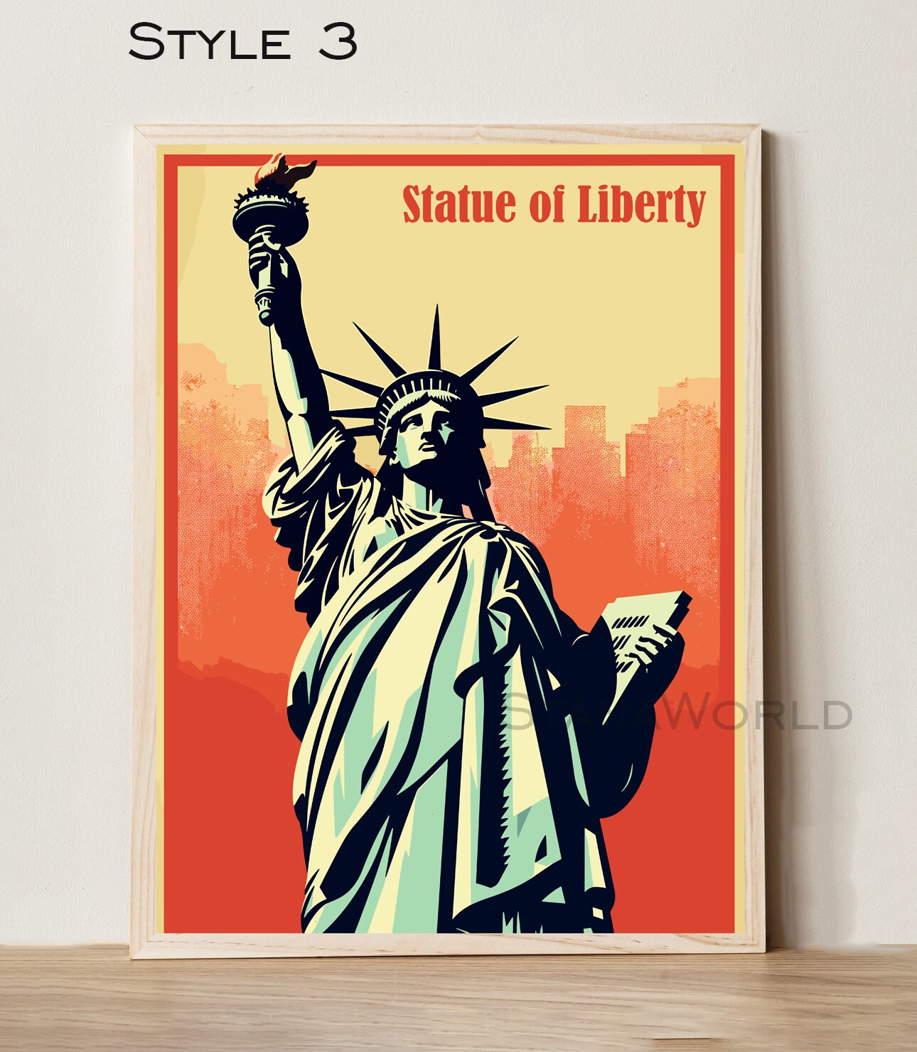 New York Statue of Liberty Travel Poster Print Wall Art Statue Liberty ...
