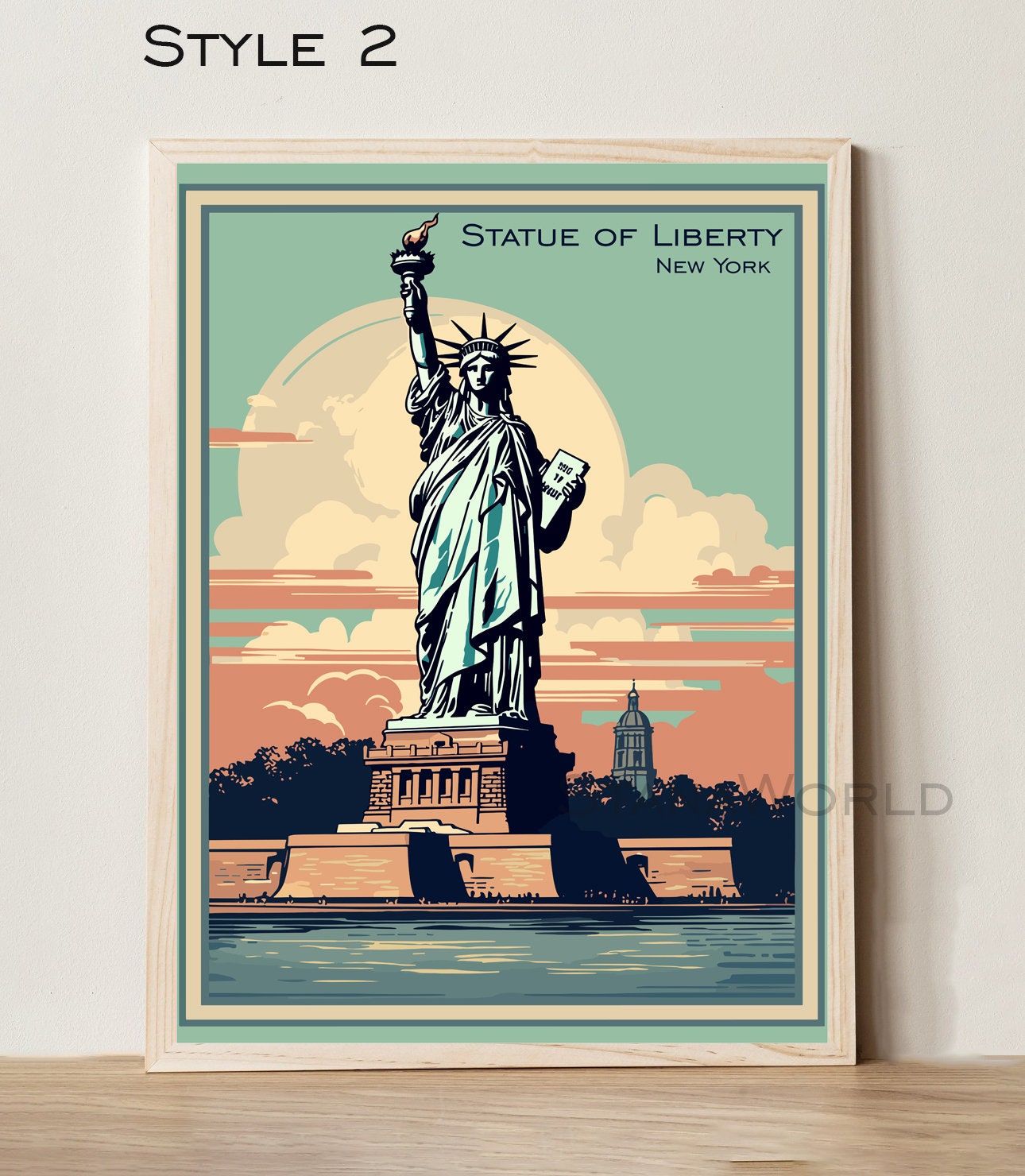 New York Statue of Liberty Travel Poster Print Wall Art Statue Liberty ...