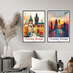 Charles Bridge Prague Travel Poster Print Wall Prague Wall Poster Home Decor Charles Bridge Gift Art Lovers Czech Republic Poster Lover Gift