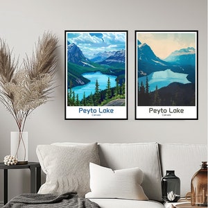 Peyto Lake Banff Nationalpark Poster Reise Druck Banff Park Peyto Lake Wand Wohnkultur Leinwand Reise Geschenk Illustration Kanada Dekoration