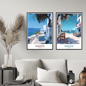 Naxos Greece Poster Travel Print Naxos Greek Island Cyclades Aegean Sea Wall Home Decor Canvas Greece Illustration Travel Gift Decoration