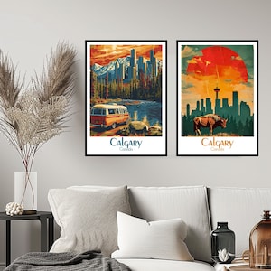Calgary Canada Travel Poster Print Wall Calgary Alberta Poster Wall Poster Home Decor Canvas Canada Calgary Alberta Travel