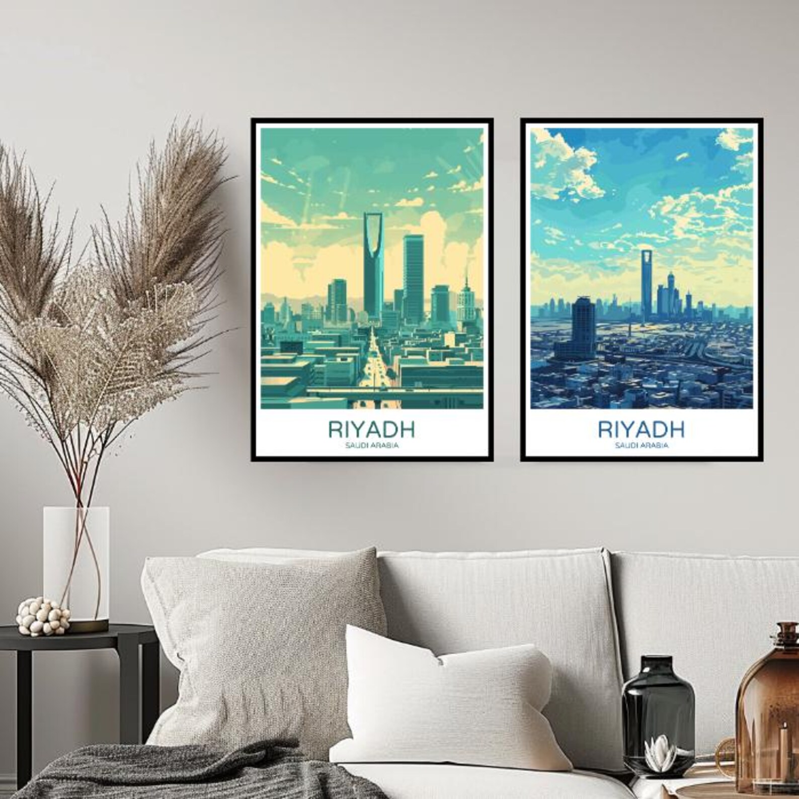 Riyadh Skyline Saudi Arabia Poster Travel Print Al Olaya District Wall ...