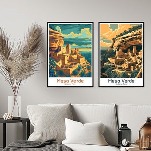 Cartaz do Parque Nacional Mesa Verde, impressão de viagem, Colorado, Mesa Verde Park, parede, decoração para casa, tela, presente de viagem, ilustração, decoração de quarto, EUA