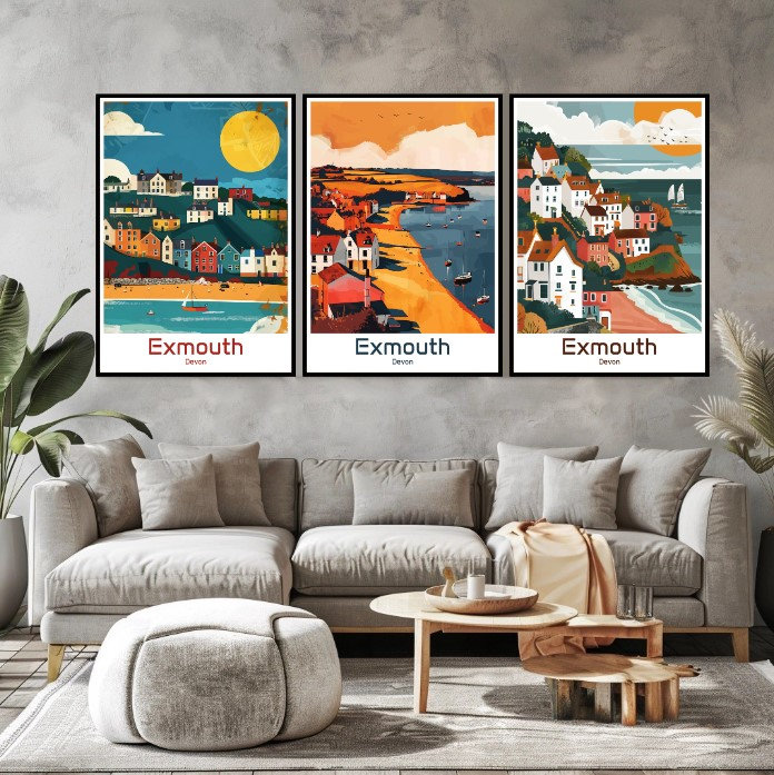 Exmouth Devon Poster Travel Print Wall Devon Exmouth Poster Wall Art
