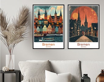 Bremen Germany Poster Travel Print Wall Germany Bremen Poster Wall Art Home Decor Canvas Bremen Travel Germany Gift Illustration
