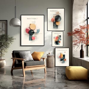 Stampa artistica minimalista astratta – Poster da parete con forme geometriche moderne – Decorazione per la casa in stile Bauhaus con colori pastello