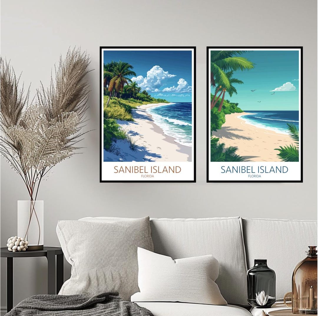 Sanibel Island Florida Poster Travel Print Sanibel Island Beach United States Wall Home Decor ...