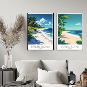Sanibel Island Florida Poster Reise Druck Sanibel Island Beach USA Wand Haus Dekoration Leinwand Reise Geschenk Raumdekoration Digitale Kunst