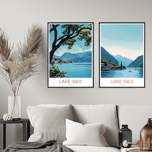 Lake Iseo Italy Poster Travel Print Lake Iseo or Lario Alps Lake Garda Wall Home Decor Canvas Travel Italy Illustration Gift Decoration