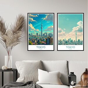 Tokyo Japan Poster Travel Print Japan Tokyo Skyline Mount Fuji Wall Home Decor Canvas Travel Japan Gift Room Decoration Illustration