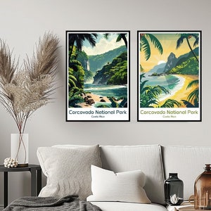 Corcovado National Park Costa Rica Poster Travel Print Wall Corcovado Poster Wall Art Home Decor Canvas Travel Costa Rica Gift Illustration