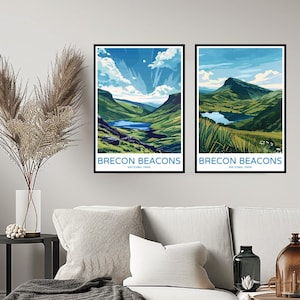 Brecon Beacons National Park Wales Poster Travel Print Brecon Beacons Park Snowdonia Wall Home Decor Canvas Travel Wales Gift Decoration