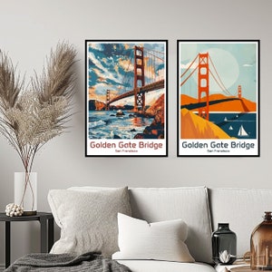 Golden Gate Bridge San Francisco Poster Travel Print Wall Art Golden Gate Bridge Wall Poster Home Decor California Gift Lovers Poster Print