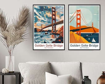 Golden Gate Bridge San Francisco Poster Travel Print Wall Art Golden Gate Bridge Wall Poster Home Decor California Gift Lovers Poster Print