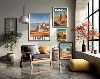 Israel Country Poster Middle East Art Israel Print Travel Wall Decor Vintage Travel Gift Holy Land