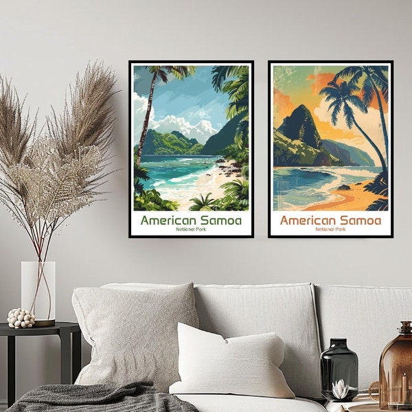 American Samoa National Park Poster Travel Print Samoa Park Wall Art Home Decor Canvas Travel Gift Illustration Room USA Decoration