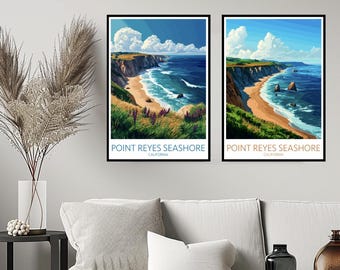 Point Reyes National Seashore California Wall Poster Digital Beach United States Wall Art Home Decor Canvas Travel Gift Room Decoration