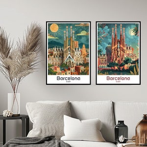 Barcelona Spain Poster Travel Print Wall Spain Barcelona Poster Wall Art Home Decor Canvas Barcelona Travel Spain Gift Illustration