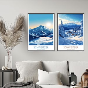 Schweitzer Mountain Ski Resort Wall Poster Digital Print Idaho United States Landscape Art Home Decor Canvas Travel Gift Room Decoration