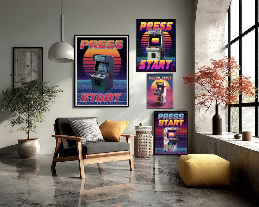 Retro Gaming Poster - Arcade Machine Print - 80s Pixel Art
