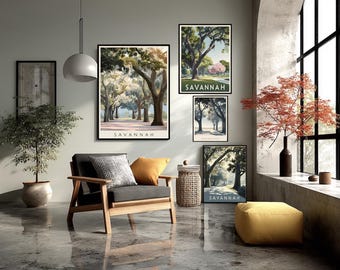 Savannah Georgia Poster Southern Art Georgia Print Travel Wall Decor Georgia Landmark Gift Georgia Office Art