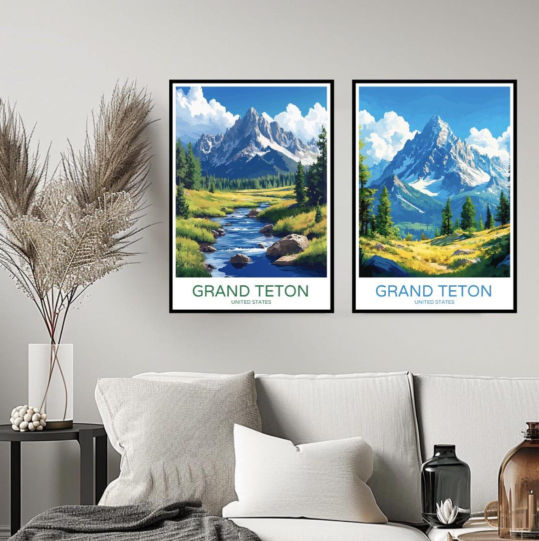 Grand Teton United States Wall Poster Digital Print Teton County ...