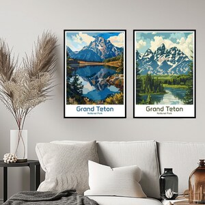 Grand-Teton-Nationalpark-Poster, Reisedruck, Grand-Teton-Park-Wandkunst, Heimdekoration, Leinwand, Reisegeschenk, Illustration, Raum, USA-Dekoration