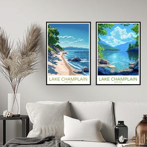 Lake Champlain New York Poster Travel Print Lake Champlain NYC Wall Home Decor Canvas Travel Gift American United States Room USA Decoration