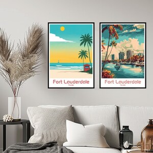 Fort Lauderdale Florida Poster Travel Print Florida Fort Lauderdale Wall Home Decor Canvas Travel Gift American Florida Room USA Decoration