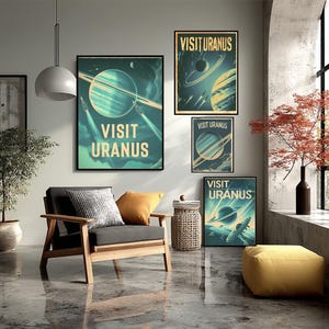 Uranus Planet Poster Solsystemet Konst Rymdtryck Sci Fi Väggdekor Futuristisk Resegåva Astronomi Design