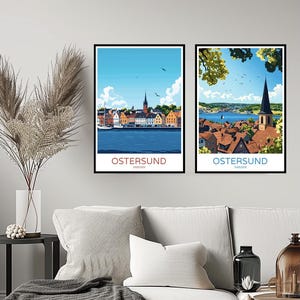 Ostersund Sweden Poster Travel Print Östersund Sunset Jämtland County Wall Home Decor Canvas Travel Sweden Illustration Gift Decoration