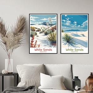 White Sands National Park Poster Travel Print New Mexico White Sands Park Wall Decor Canvas Travel Gift Illustration Room USA Decoration