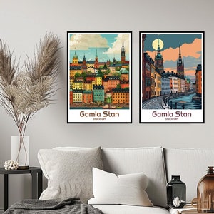 Gamla Stan Stockholm Travel Poster Print Wall Sweden Stockholm Poster Home Decor Gift Art Lovers Sweden Poster Gift