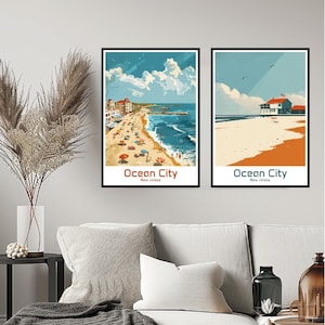Ocean City Nueva Jersey Cartel viaje impresión Nueva Jersey Ocean City Wall Home Decor Canvas Travel Gift American New Jersey Room USA Decoración