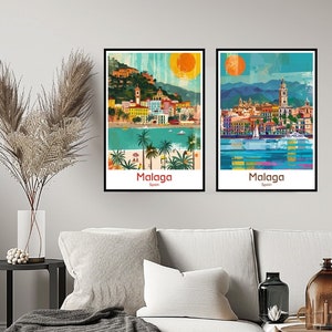 Malaga Spain Poster Travel Print Wall Poster Malaga Spain Wall Art Home Decor Canvas Spain Adventure Retro Travel Illustration Home Decor