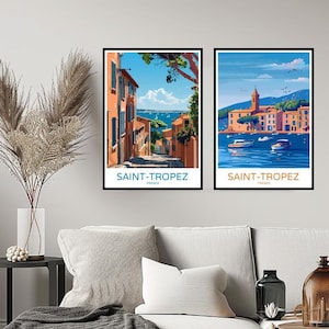 Saint-Tropez Poster Travel Print Alpes-Côte d'Azur French Riviera Wall Home Decor Canvas Travel France Illustration Gift Room Decoration