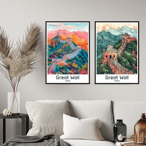 Great Wall of China Poster Travel Print Wall China Poster Wall Art Home Decor Canvas Great Wall of China Travel Illustration