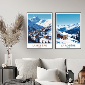 La Rosière Francia Cartel Viaje Impresión Estación de Esquí La Rosière Les Arcs Pared Casa Decoración Lienzo Viaje Francia Ilustración Regalo Decoración de la habitación