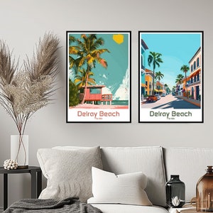 Delray Beach Florida, poster di viaggio, stampa Florida Delray Beach, decorazione da parete per la casa, tela, regalo di viaggio, decorazione americana per camera Florida americana