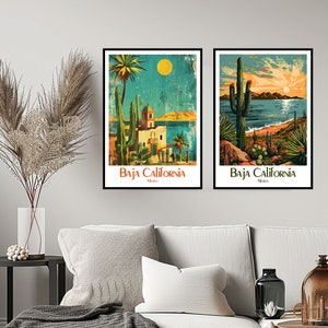 Baja California Mexico Travel Poster Print Wall Mexico Baja California Poster Wall Poster Home Decor Canvas Mexiko Travel Illustration
