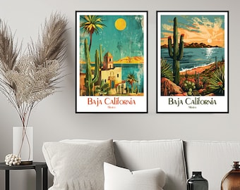 Baja California Mexico Travel Poster Print Wall Mexico Baja California Poster Wall Poster Home Decor Canvas Mexiko Travel Illustration