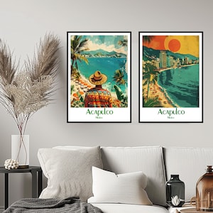Acapulco de Juárez Mexiko Reise Poster Druck Wand Mexiko Acapulco Poster Wandposter Wohnkultur Leinwand Mexiko Acapulco Reise Illustration