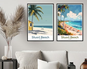Stuart Beach Florida Poster Travel Print Florida Stuart Beach Wall Home Decor Canvas Travel Gift American Florida Room USA Decoration