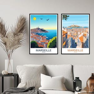 Affiche Marseille France voyage impression Marseille Provence-Alpes-Côte d'Azur murale décoration d'intérieur toile voyage France Illustration cadeau décoration